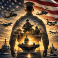 Soldier in Front of Flag Carrier