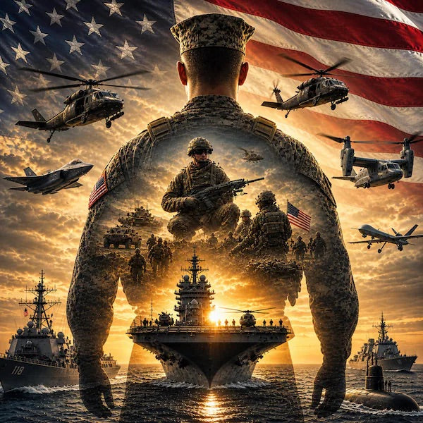 Soldier in Front of Flag Carrier