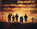 Saluting Soldier in Front of Flag