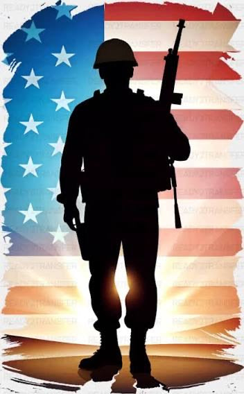 Soldier Silhouette in front of Flag